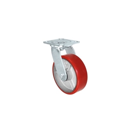 Casterhq MEDIUM DUTY 6"X 2" RED POLYURETHANE ON IRON WHEEL, SWIVEL CASTER 1, 20 MD6X2PISV